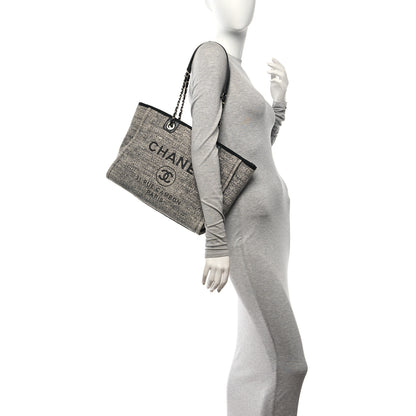 Chanel Woven Straw Raffia Small Deauville Tote Grey 2 of 10