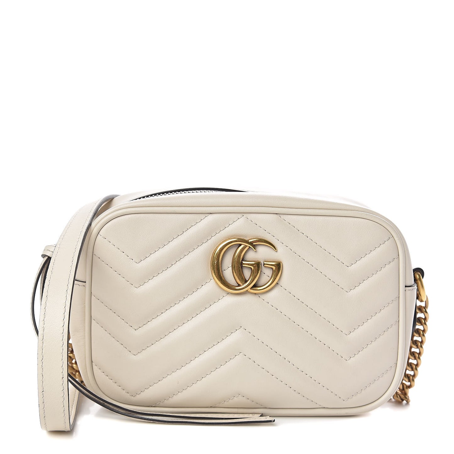 Calfskin Matelasse Mini GG Marmont Chain Shoulder Bag White