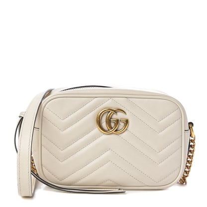 Gucci Calfskin Matelasse Mini GG Marmont Chain Shoulder Bag White 1 of 10