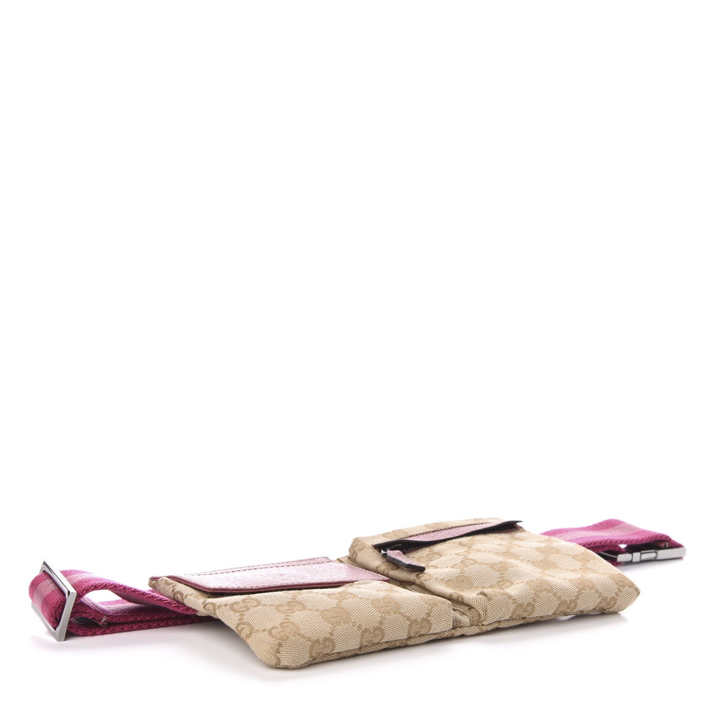GG Monogram Web Double Pocket Belt Bag Pink