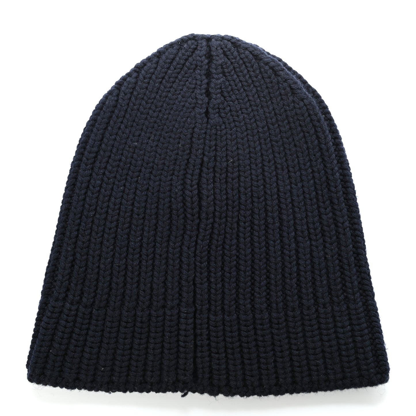 Wool Embroidered Tiger Knit Beanie Hat M Blue