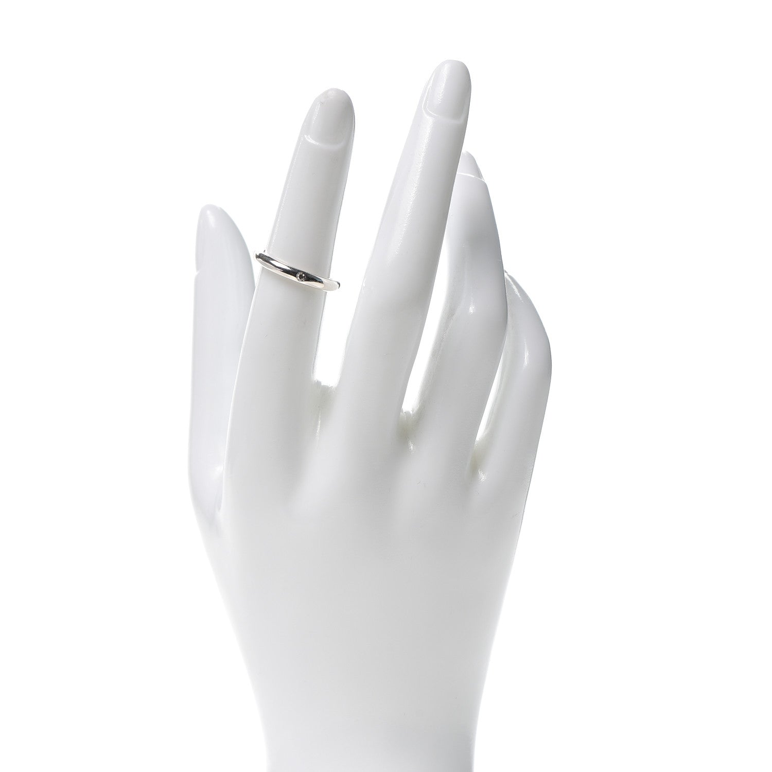 Tiffany Sterling Silver Diamond Elsa Peretti Band Ring 50 5.5 2 of 5