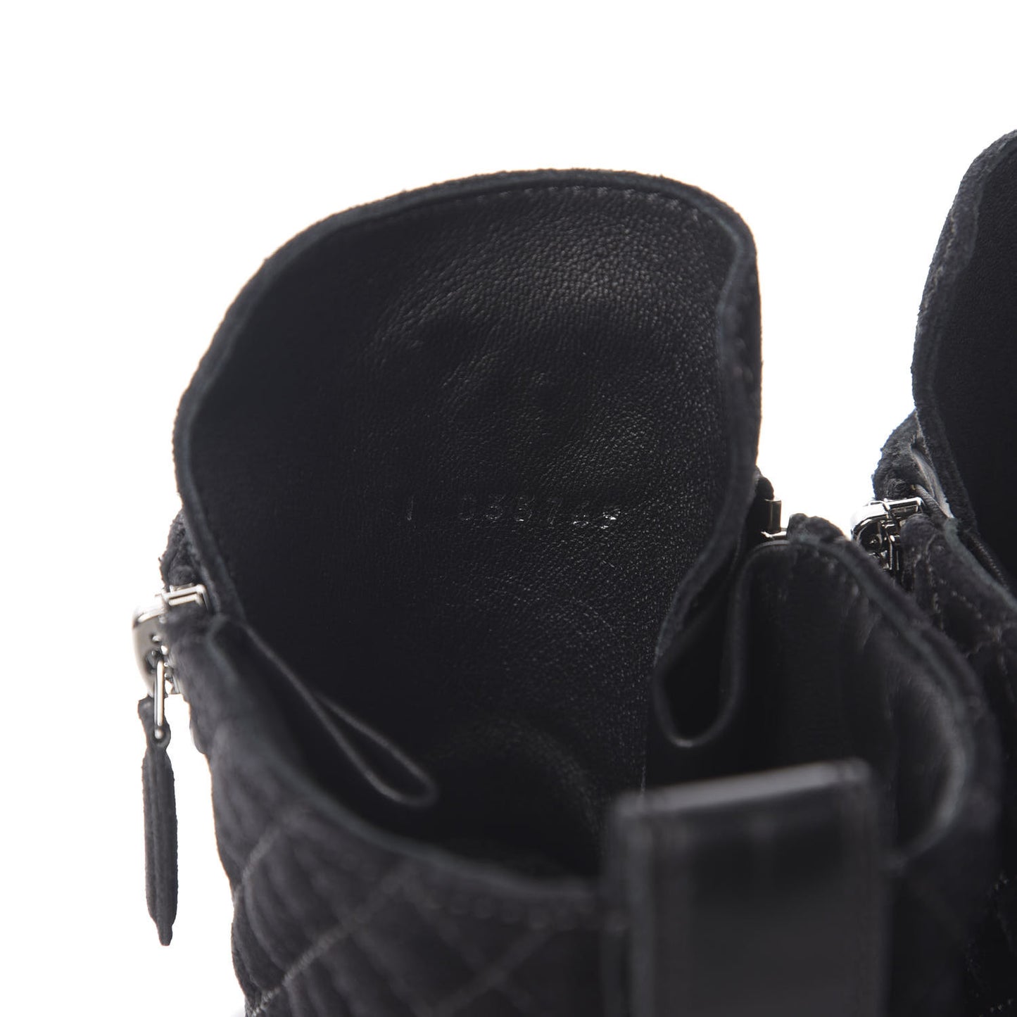 Suede Quilted CC Lace Up Combat Boots 41.5 Black