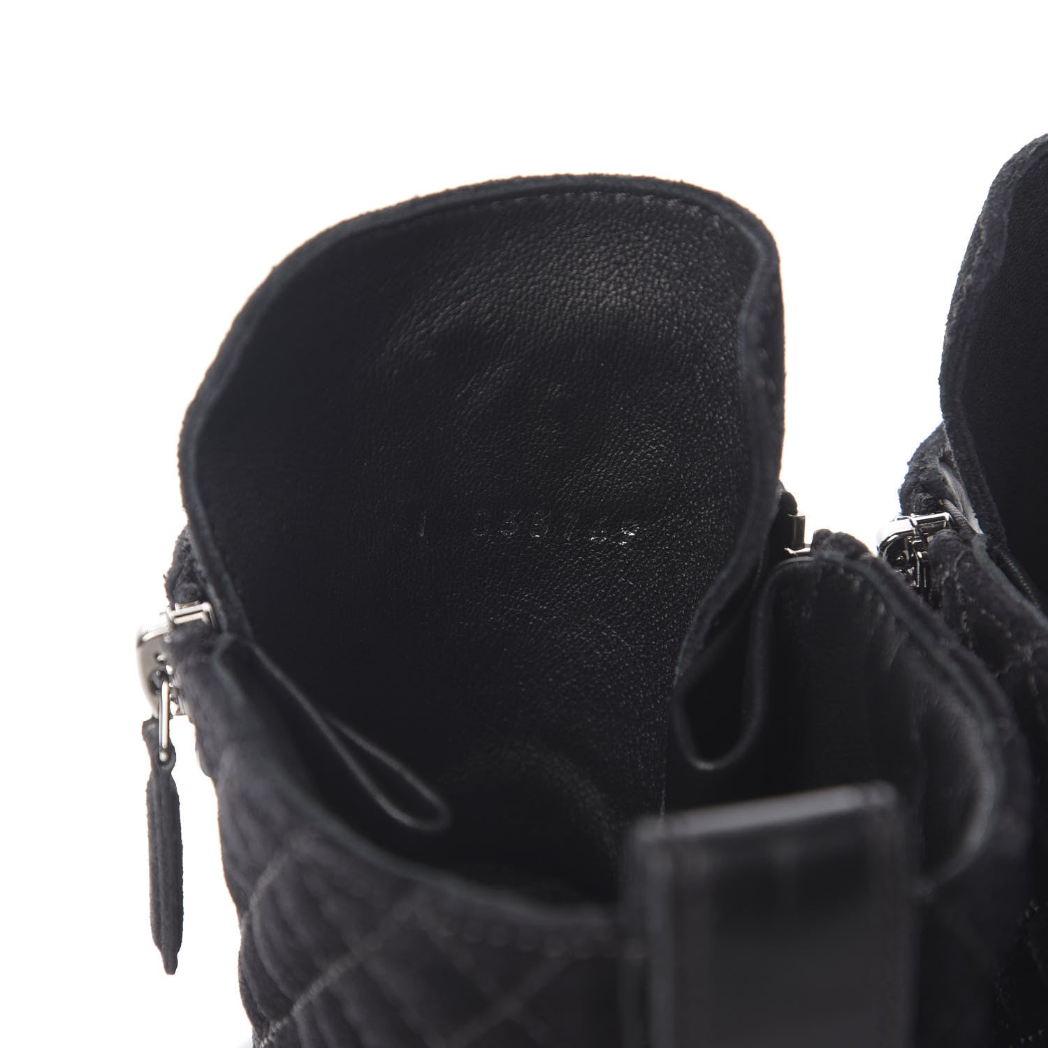 Chanel Suede Quilted CC Lace Up Combat Boots 41.5 Black 9 of 11