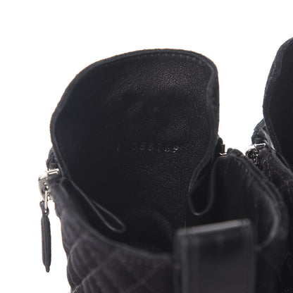 Chanel Suede Quilted CC Lace Up Combat Boots 41.5 Black 9 of 11
