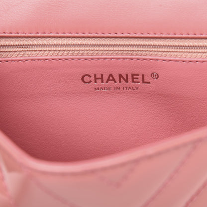 Chanel Patent Chevron Quilted Medium Single Flap Pink 6 of 11