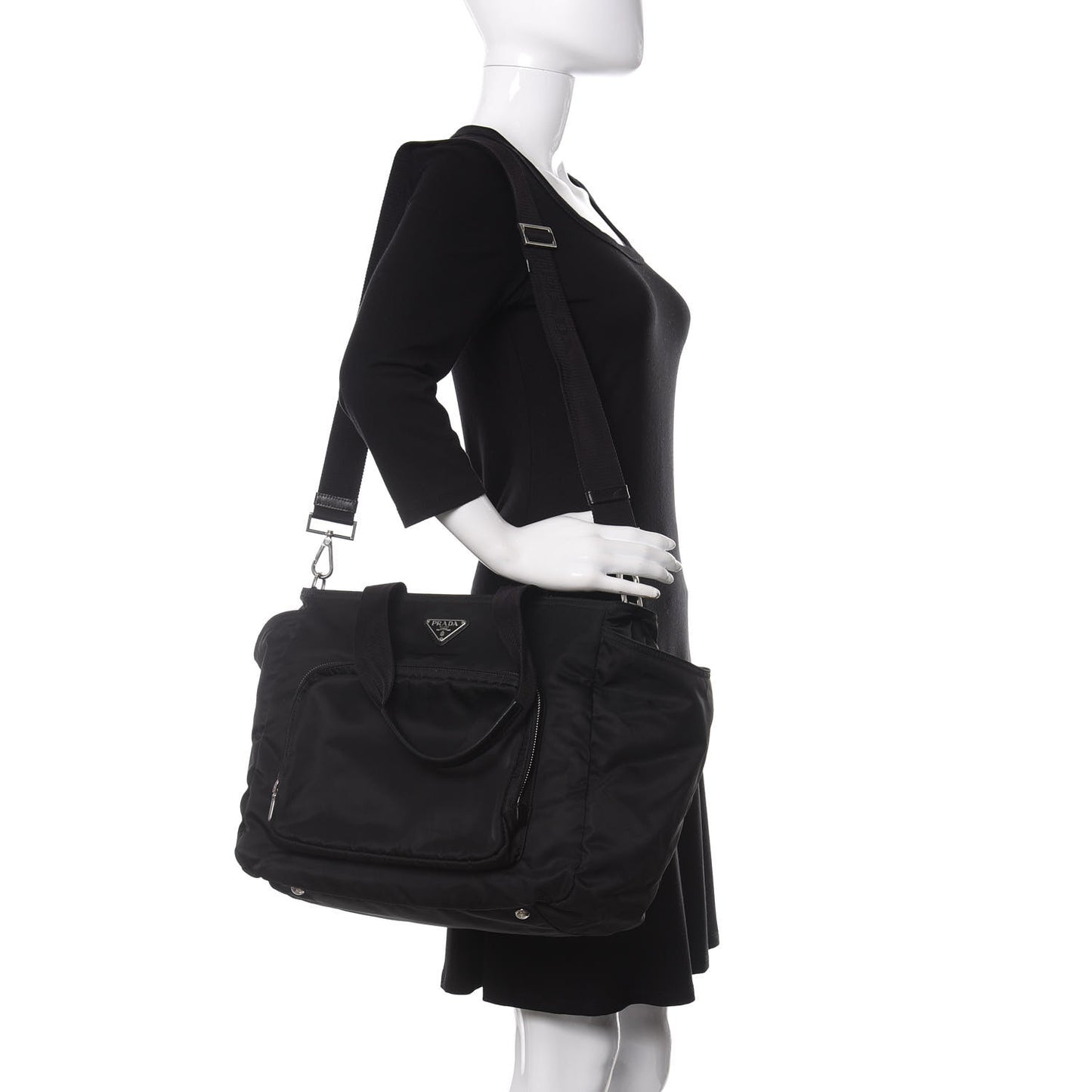 Tessuto Nylon Vela Diaper Bag Black