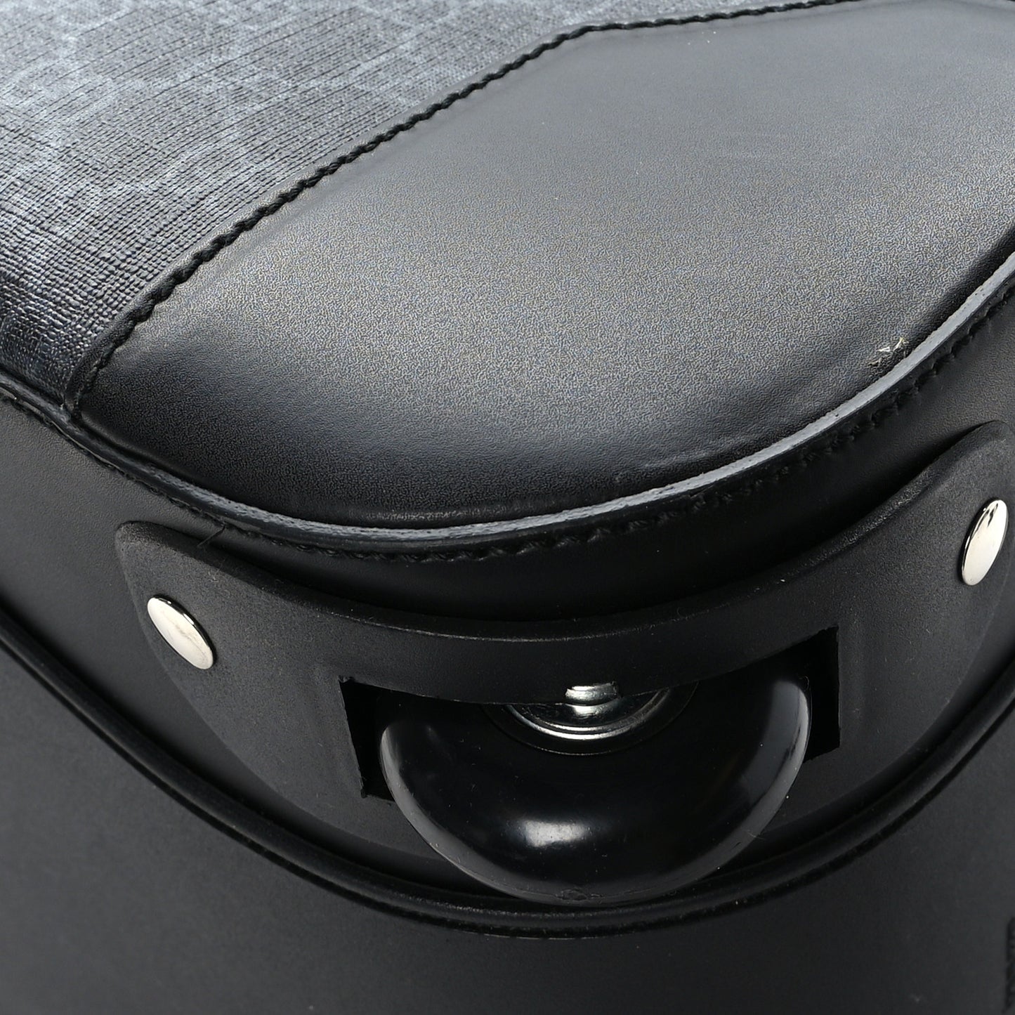 Soft GG Supreme Monogram Web Carry On Duffle With Wheels Black Grey