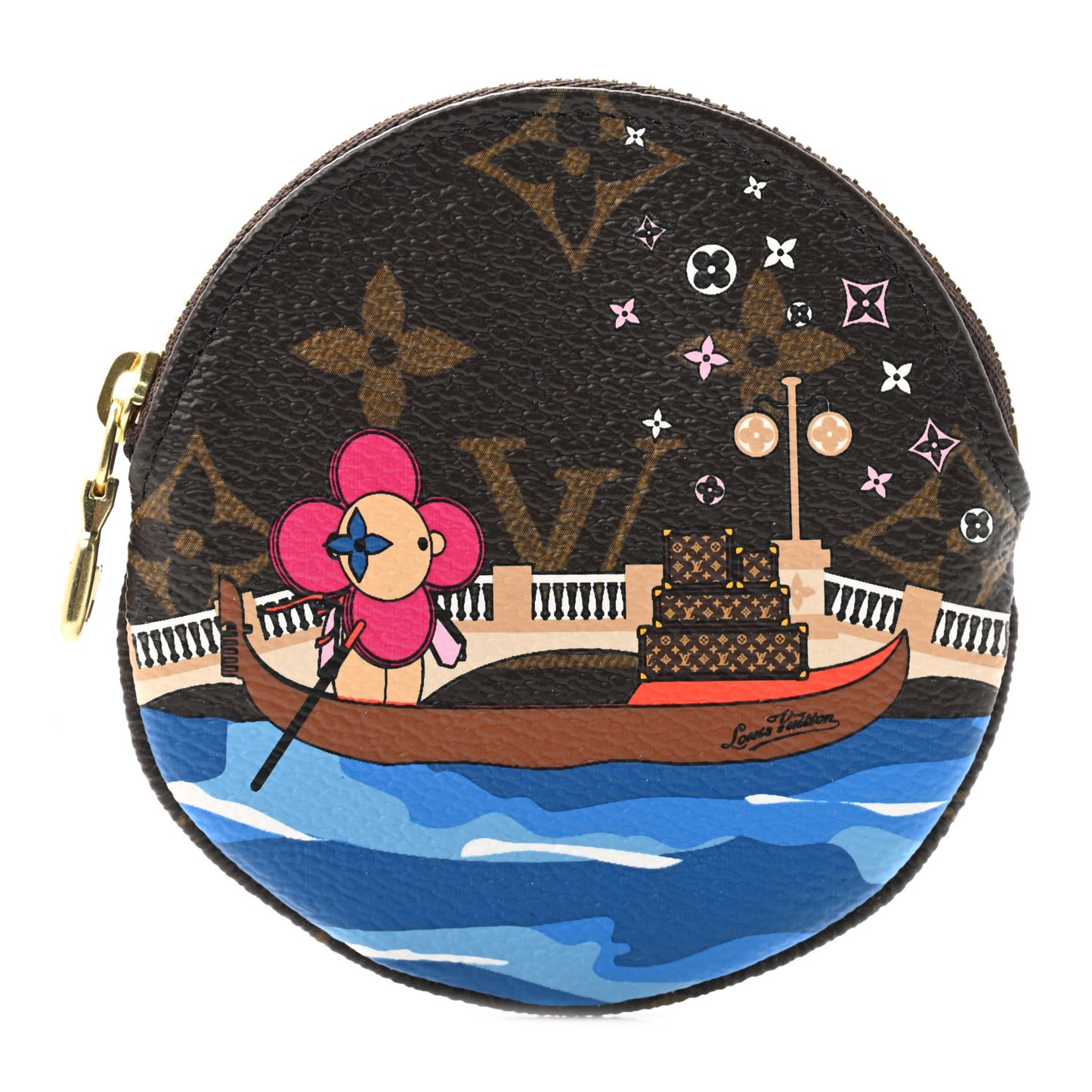 Monogram 2019 Christmas Animation Round Coin Purse Blue