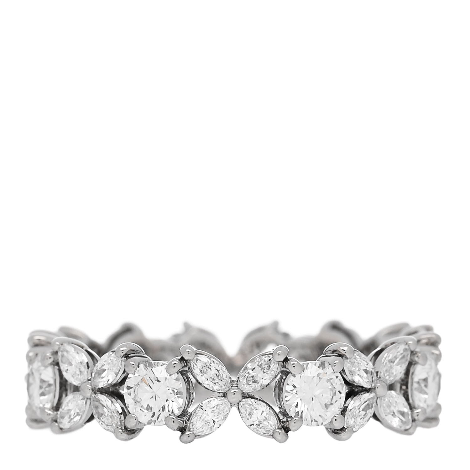 Tiffany Platinum Diamond Victoria Alternating Band Ring 54 6.75 3 of 5