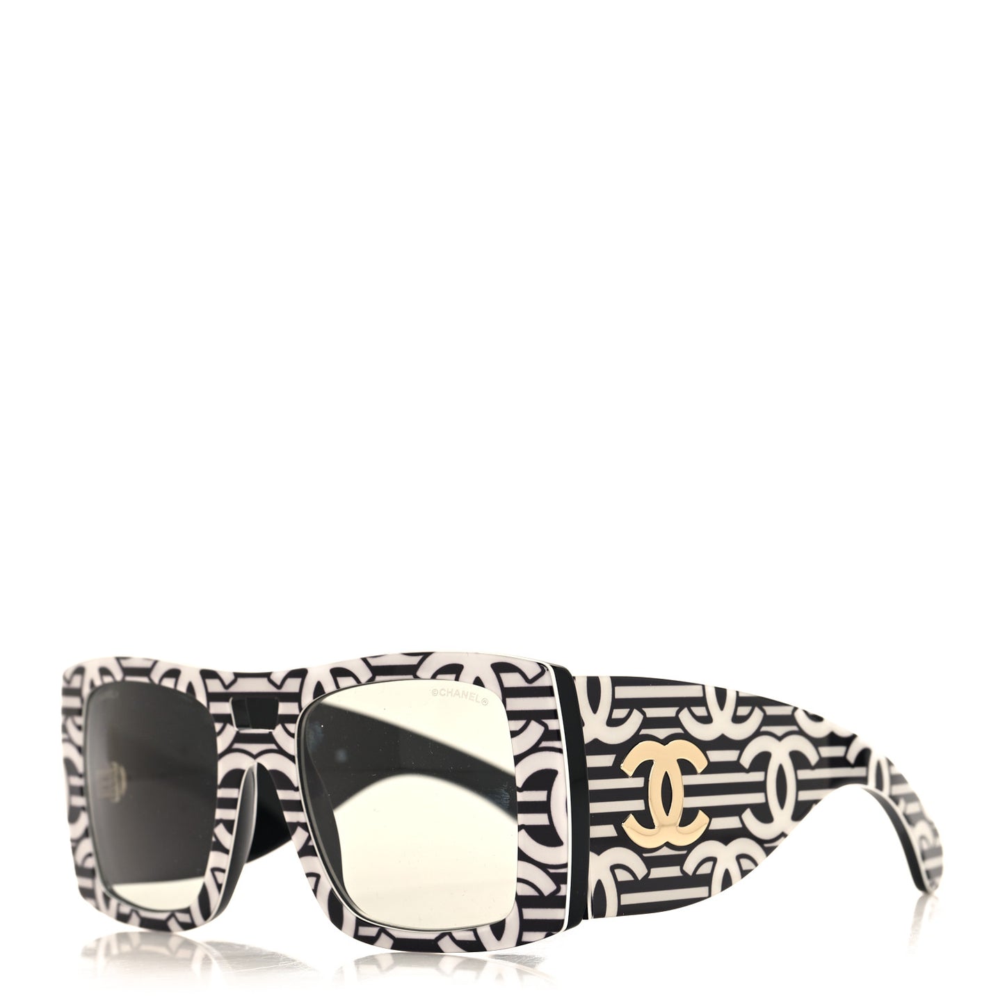 Acetate CC Logo Square Sunglasses 71628 Black White