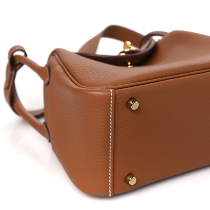 Hermes Taurillon Clemence Mini Lindy 20 Gold 9 of 10