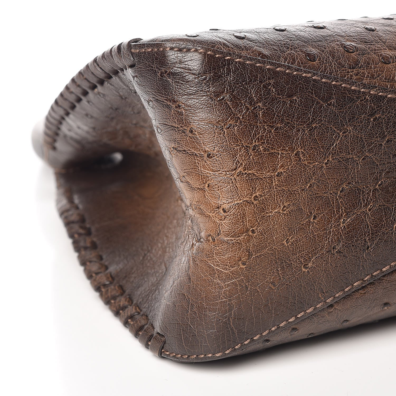 Gucci Ostrich Whipstitch Wooden Handle Small Hobo Brown 8 of 9