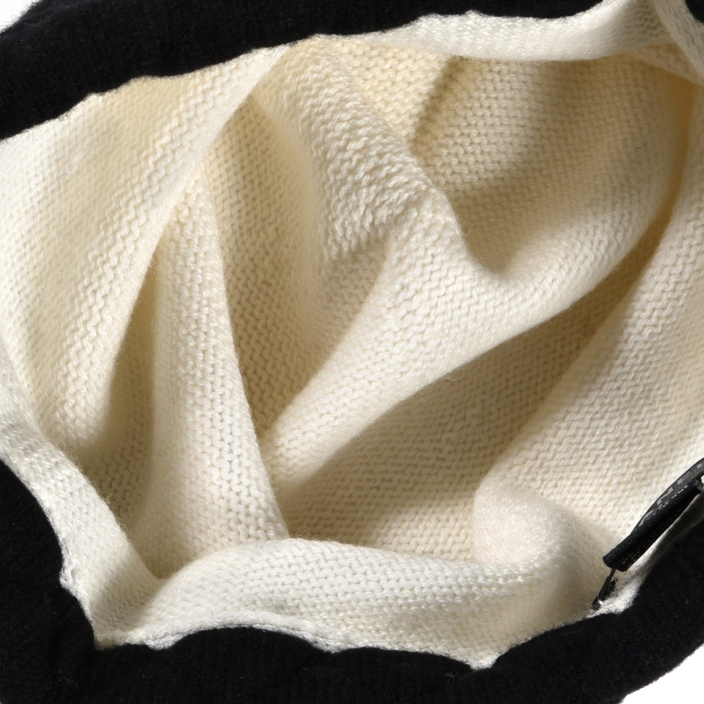 Cashmere Quilted CC Beanie Hat White Black