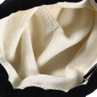Chanel Cashmere Quilted CC Beanie Hat White Black 3 of 4