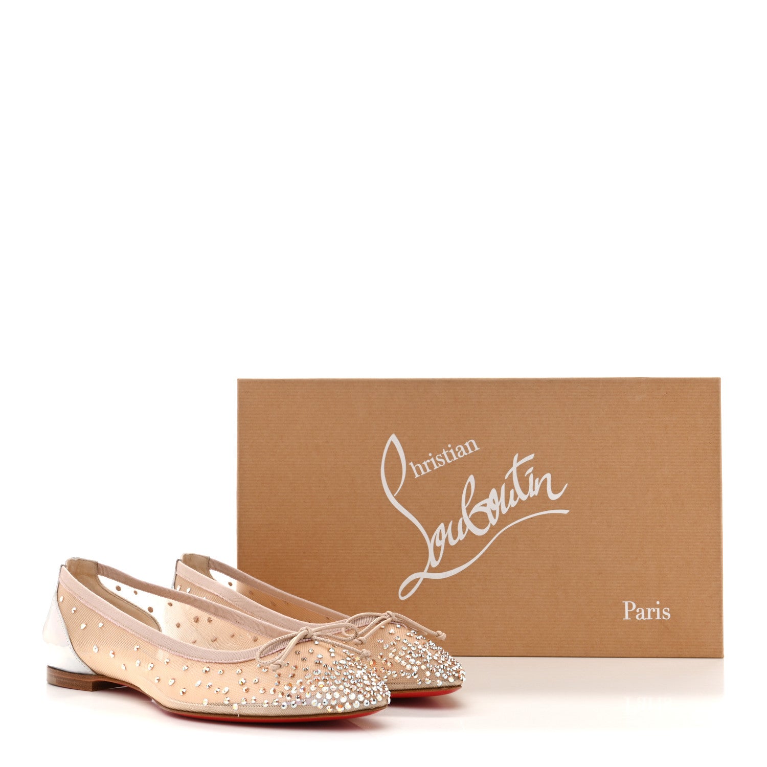 Christian Louboutin Crystal Strass Follies Flats 37 Silver 1859985