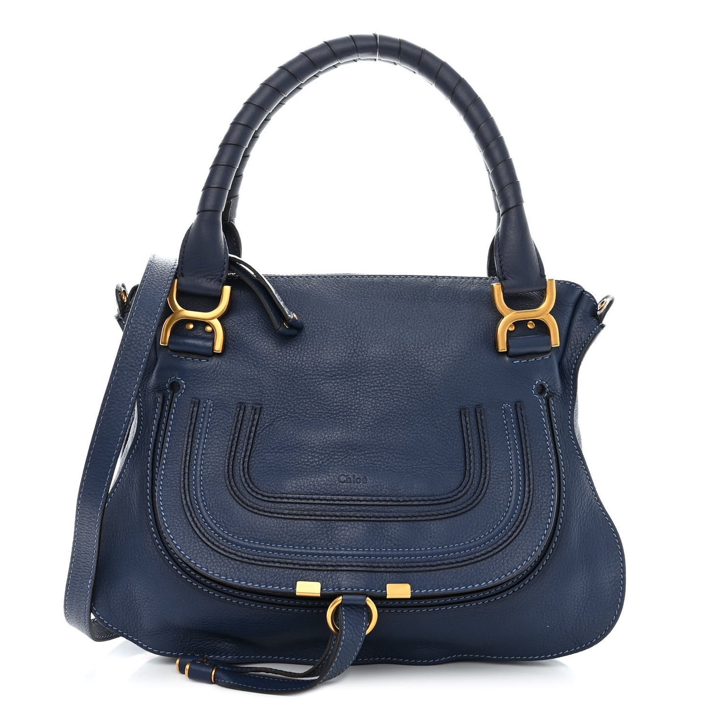 Calfskin Medium Marcie Satchel Royal Navy