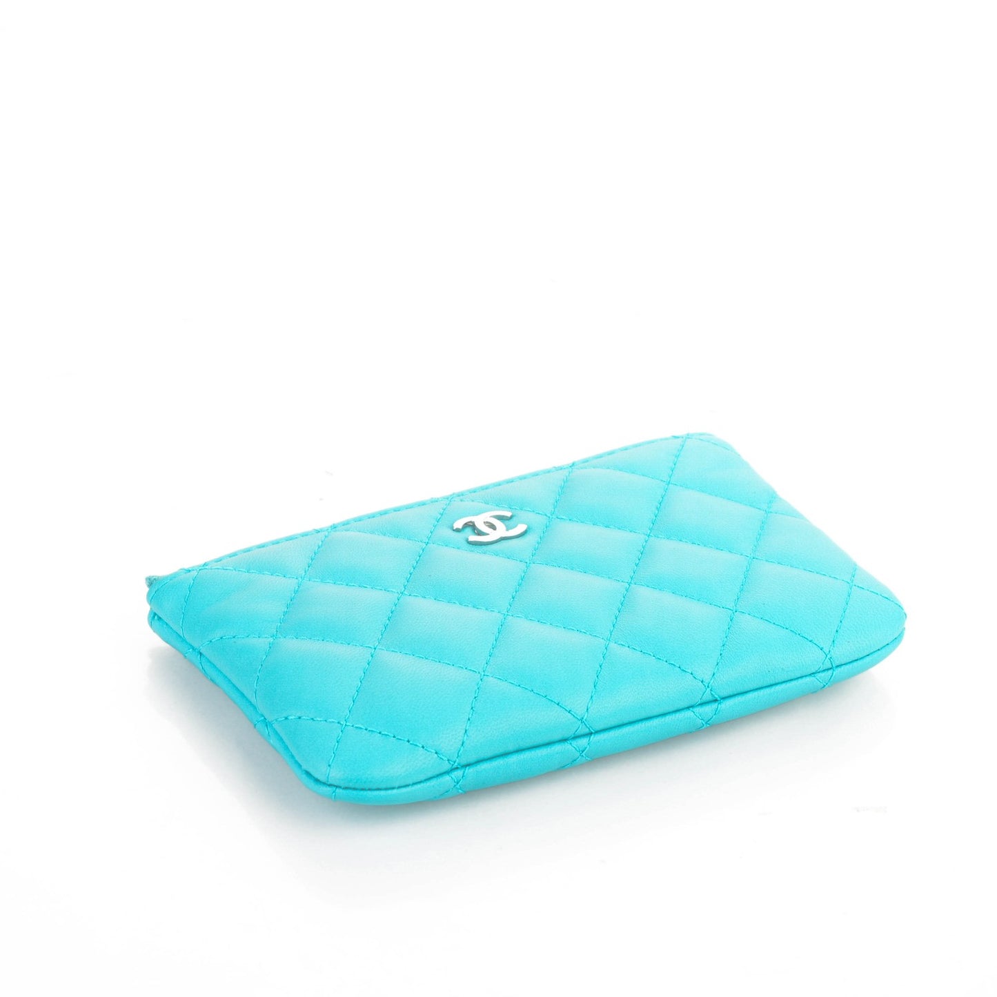 Lambskin Quilted Coin Purse Case Turquoise