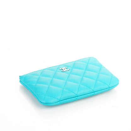 Chanel Lambskin Quilted Coin Purse Case Turquoise 4 of 6