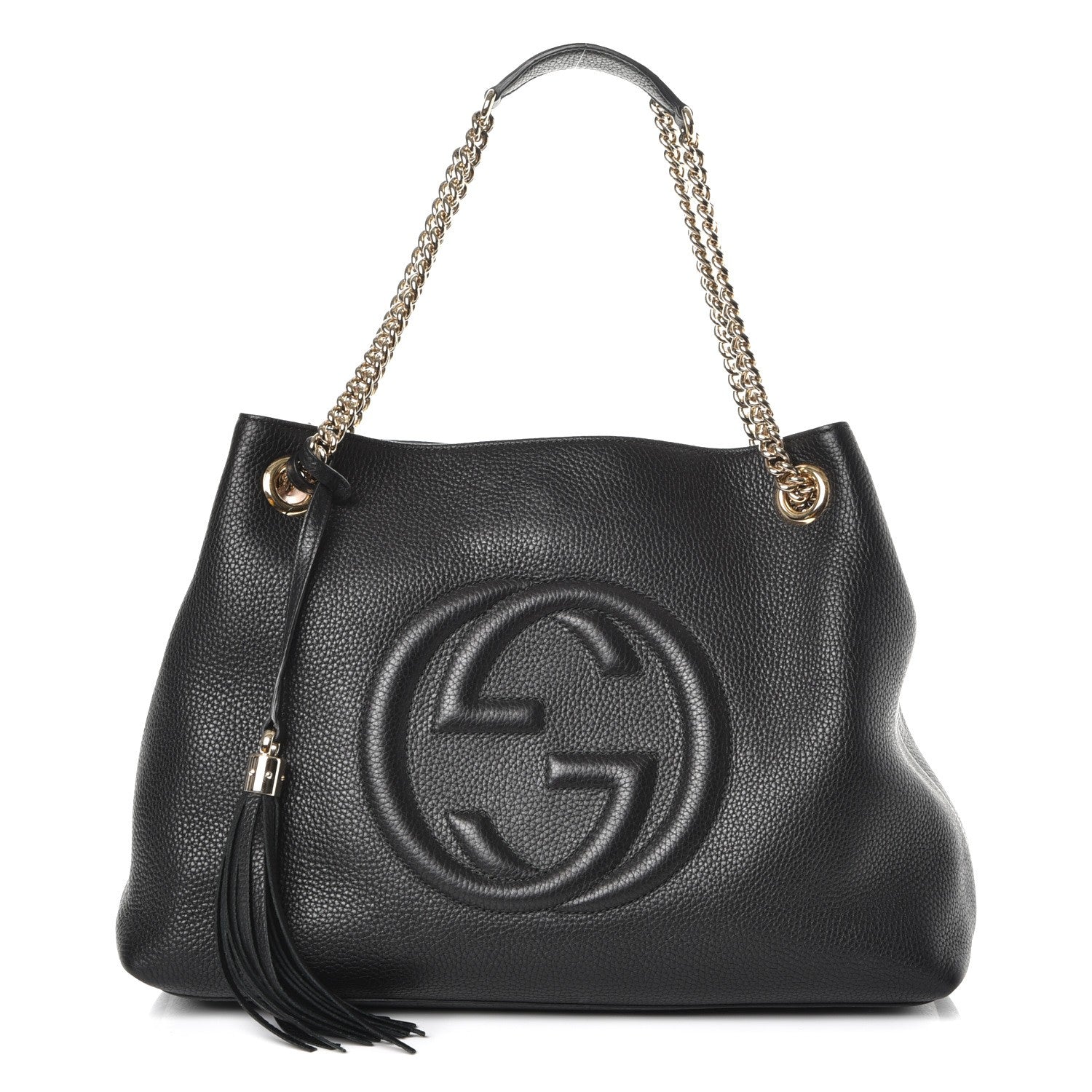 Gucci Pebbled Calfskin Medium Soho Chain Shoulder Bag Black 1 of 7