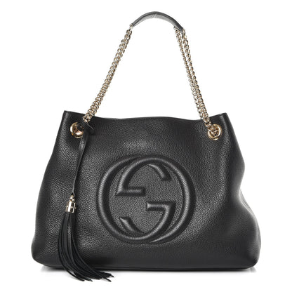 Gucci Pebbled Calfskin Medium Soho Chain Shoulder Bag Black 1 of 7