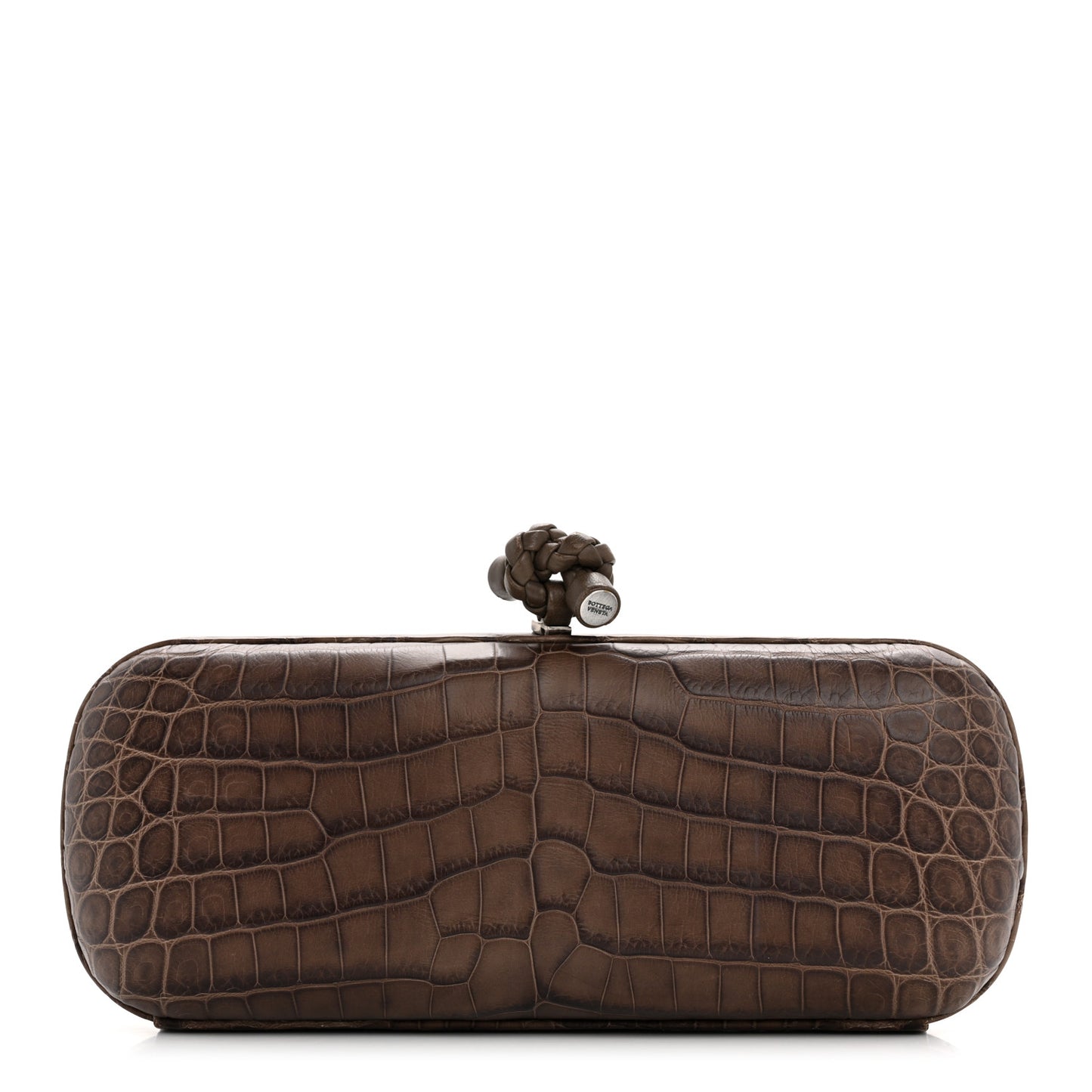 Crocodile Stretch Knot Clutch Brown