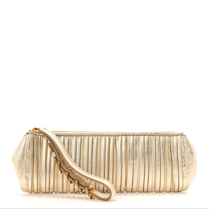 Miu Miu Metallic Nappa Plisse Long Clutch Gold 1 of 10