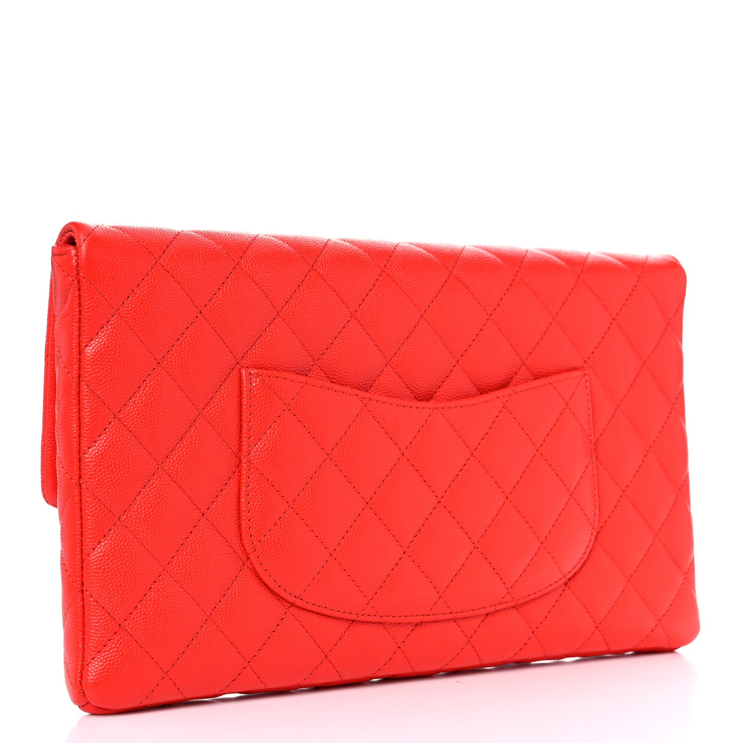 Caviar Quilted Flap Clutch Red
