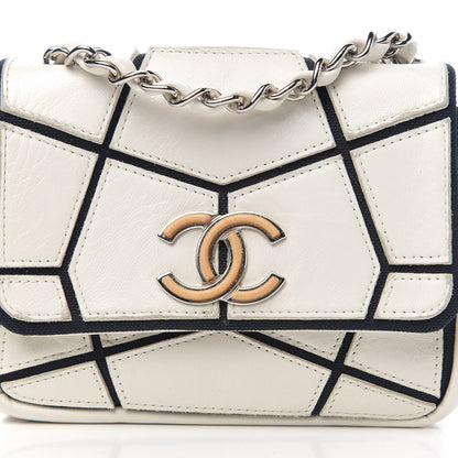Chanel Calfskin Stitched Curve Mini Flap White Black 10 of 10