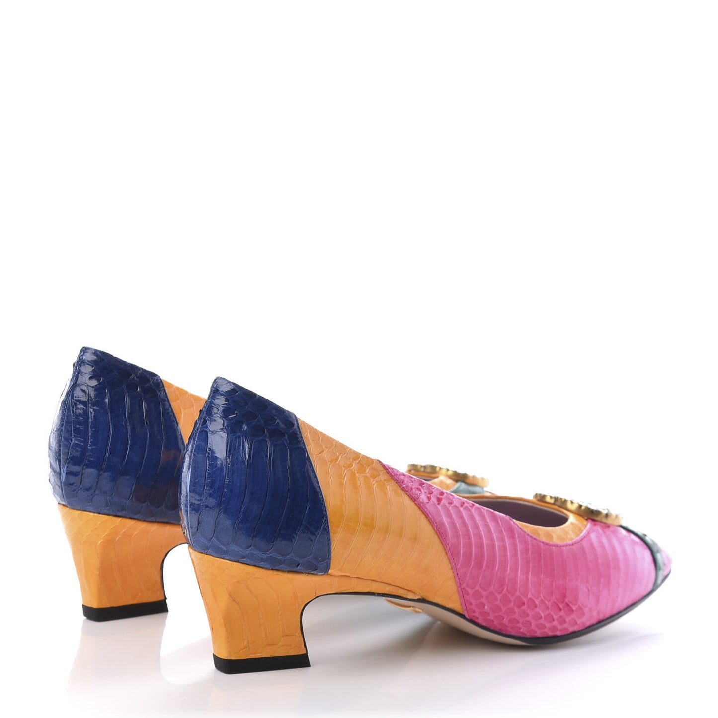 Snakeskin Crystal Double G Pumps 37 Multicolor