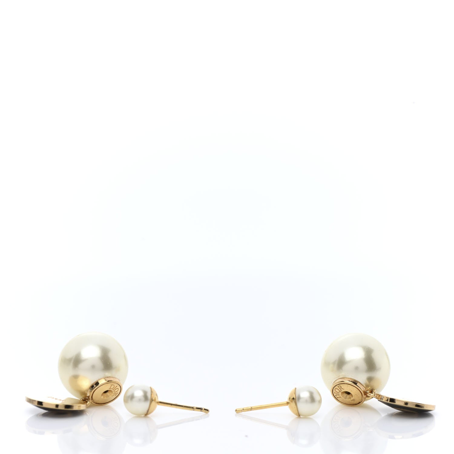 Christian Dior Pearl Logo Tribal Earrings Gold Black 3 of 4