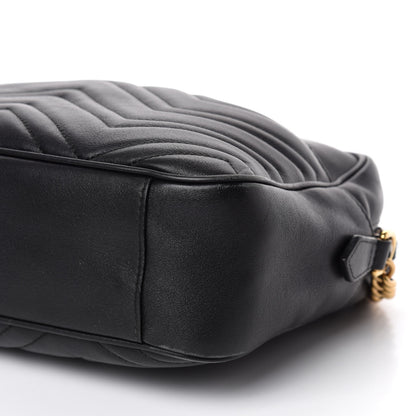 Gucci Calfskin Matelasse Medium GG Marmont Chain Shoulder Bag Black 7 of 10