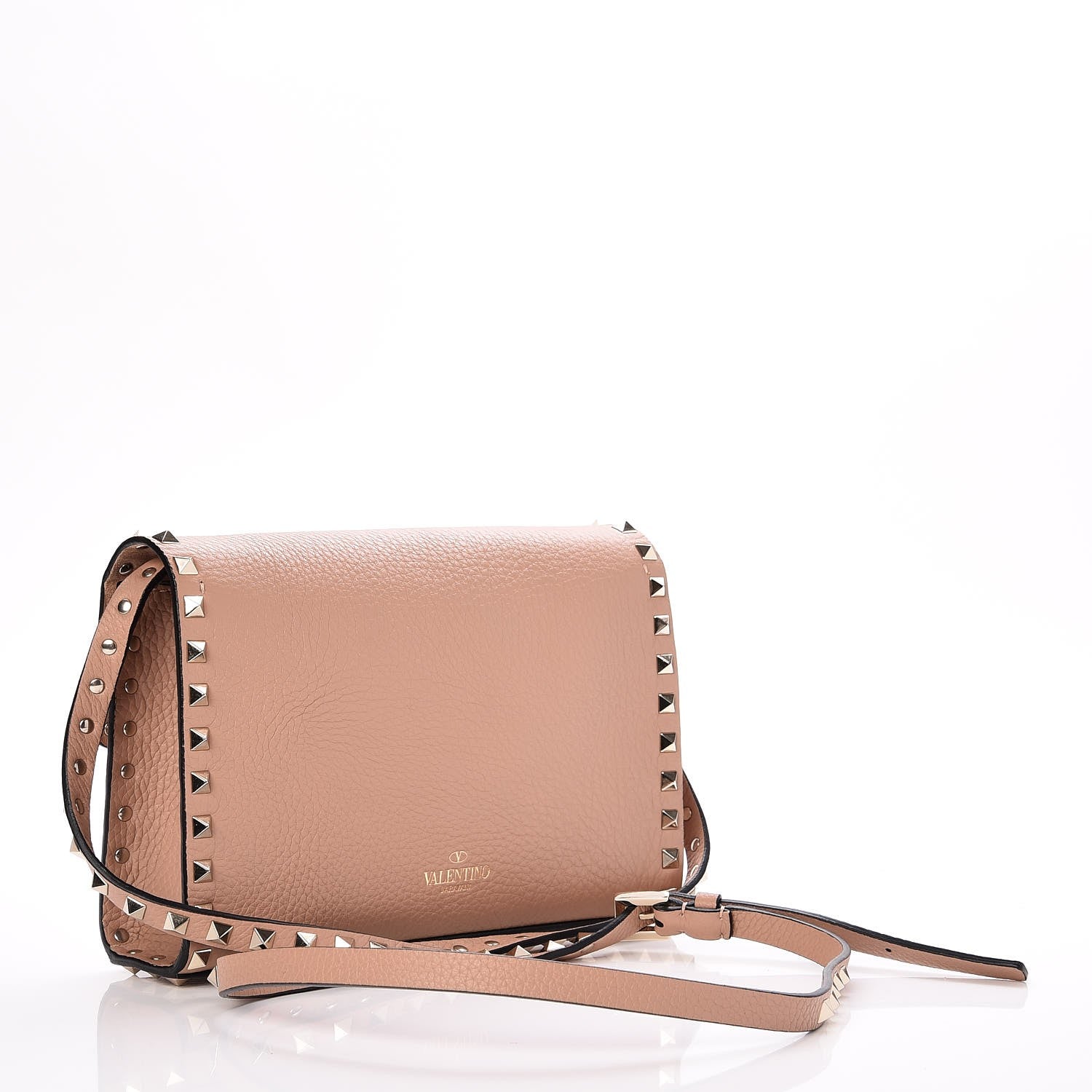 Valentino Garavani Pebbled Calfskin Medium Rockstud Flip Lock Crossbody Bag Skin Sorbet 3 of 7