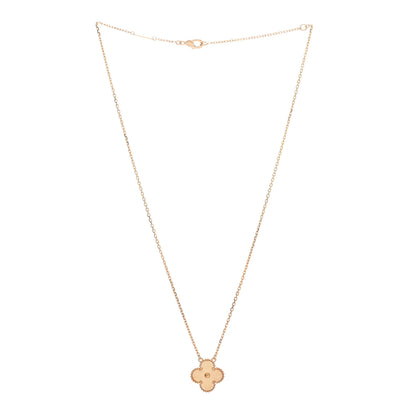 Van Cleef & Arpels 18K Yellow Gold Guilloche Vintage Alhambra Pendant Necklace 2 of 5