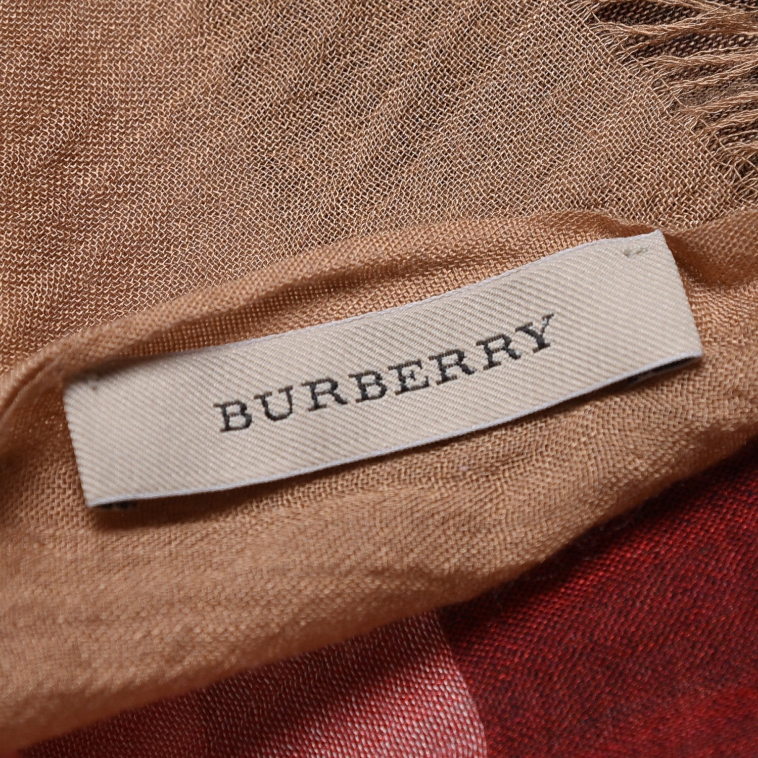 Burberry Linen Giant Check Lightweight Scarf Camel 4 of 4