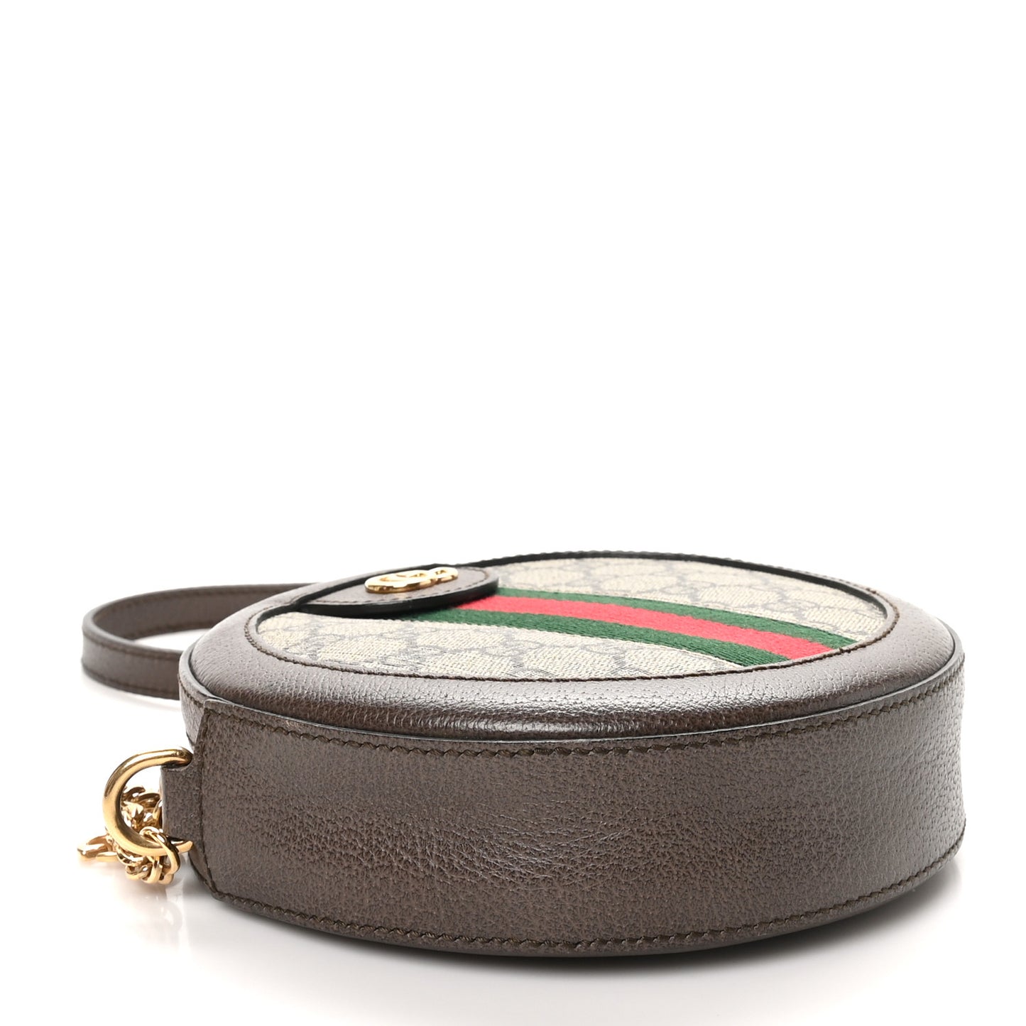 GG Supreme Monogram Web Mini Ophidia Round Shoulder Bag Brown