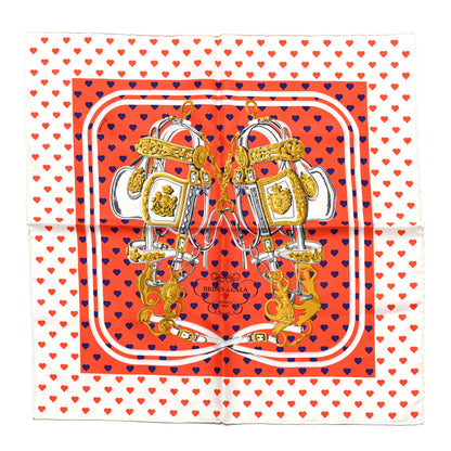 Hermes Silk Brides De Gala Love Pocket Square Orange Marine White 1 of 5