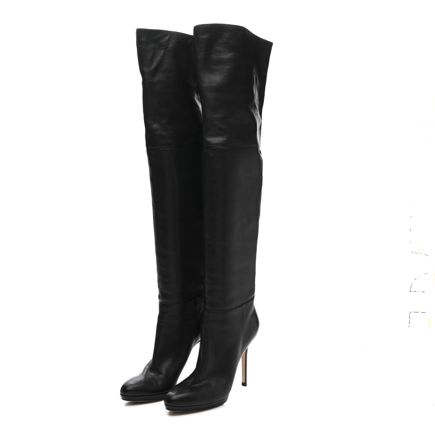 Jimmy Choo Calfskin April Over The Knee Boots 37.5 Black 3 of 10