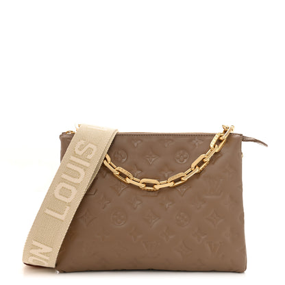 Louis Vuitton Lambskin Embossed Monogram Coussin PM Taupe 1 of 9