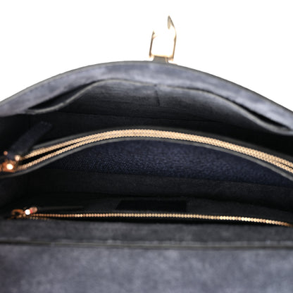 Valentino Garavani Pebbled Calfskin Small Rockstud Single Handle Flap Bag Deep Denim 5 of 9