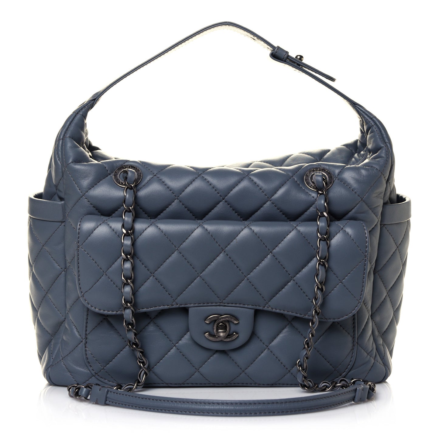 Lambskin Quilted Hobo Blue