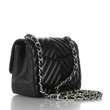 Chanel Caviar Chevron Quilted Mini Square Flap Black 3 of 8