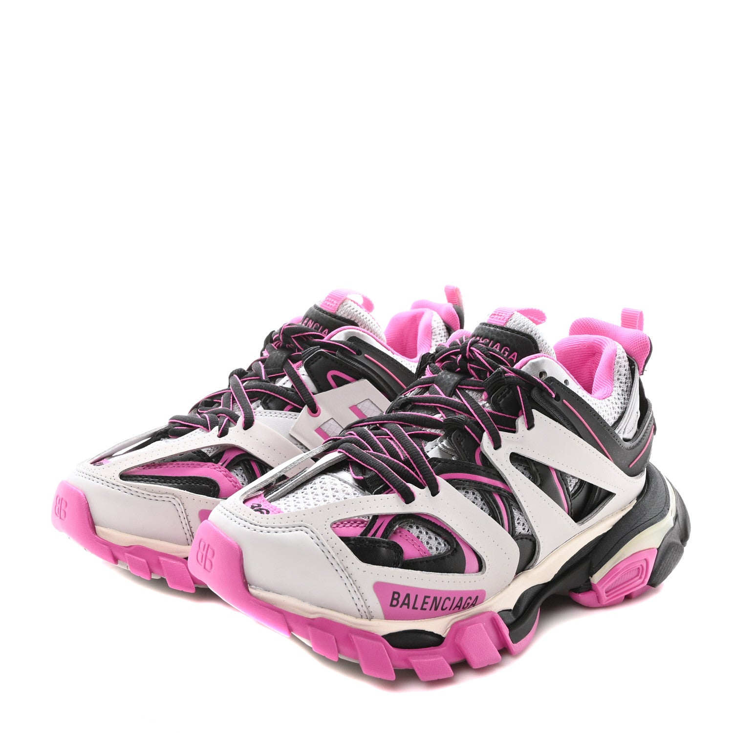 Balenciaga Mesh Nubuck Effect Fabric LED Womens Track Sneakers 36 Grey Pink Black 4 of 8