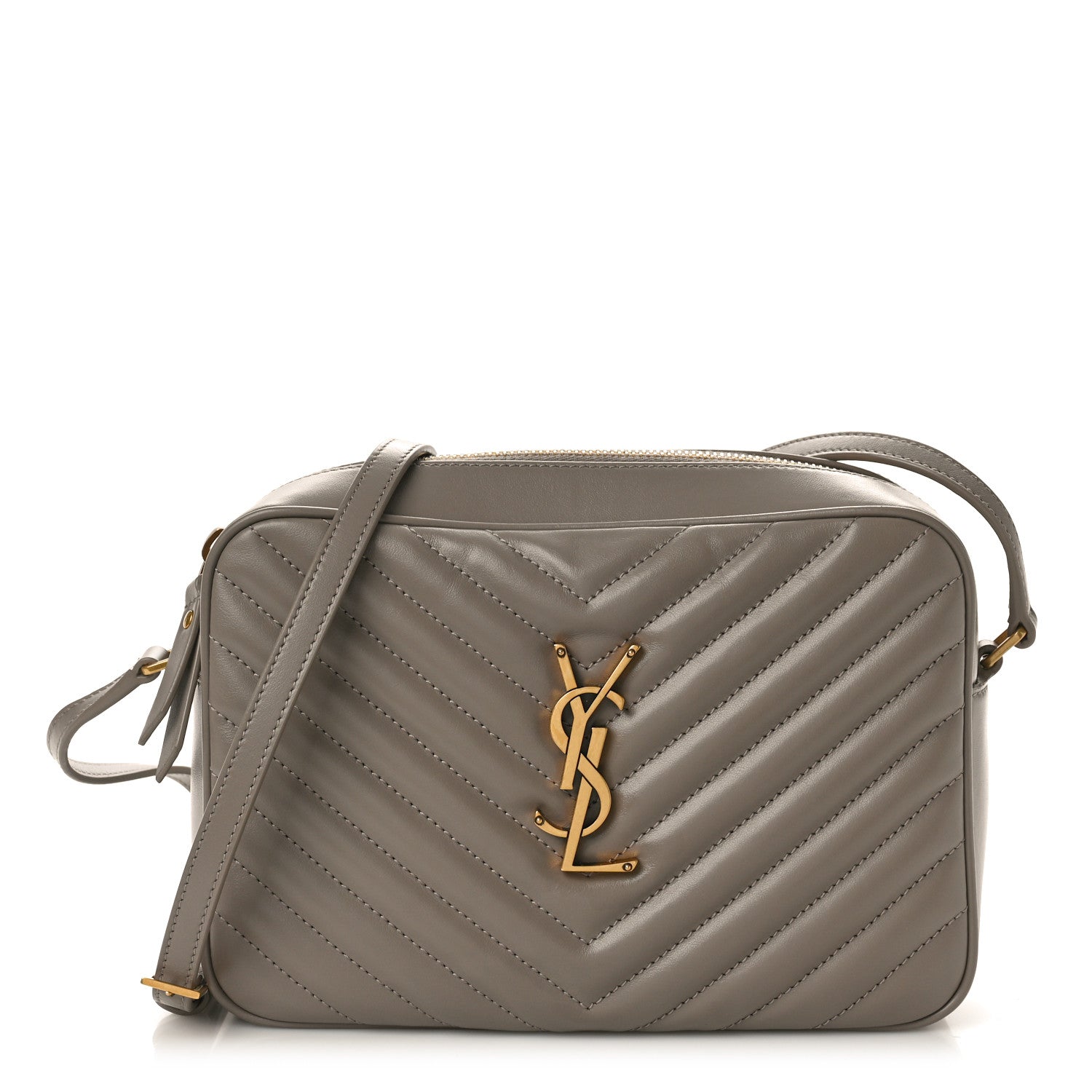 Saint Laurent Calfskin Matelasse Monogram Lou Camera Bag Greyish Brown 1 of 10
