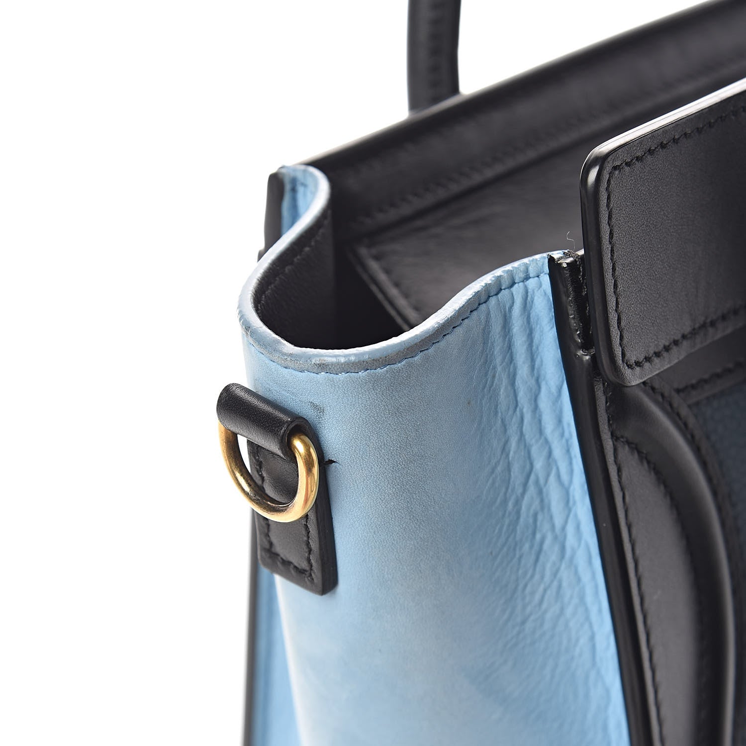 Celine Drummed Calfskin Nubuck Nano Tri-Color Luggage Milky Blue 9 of 11