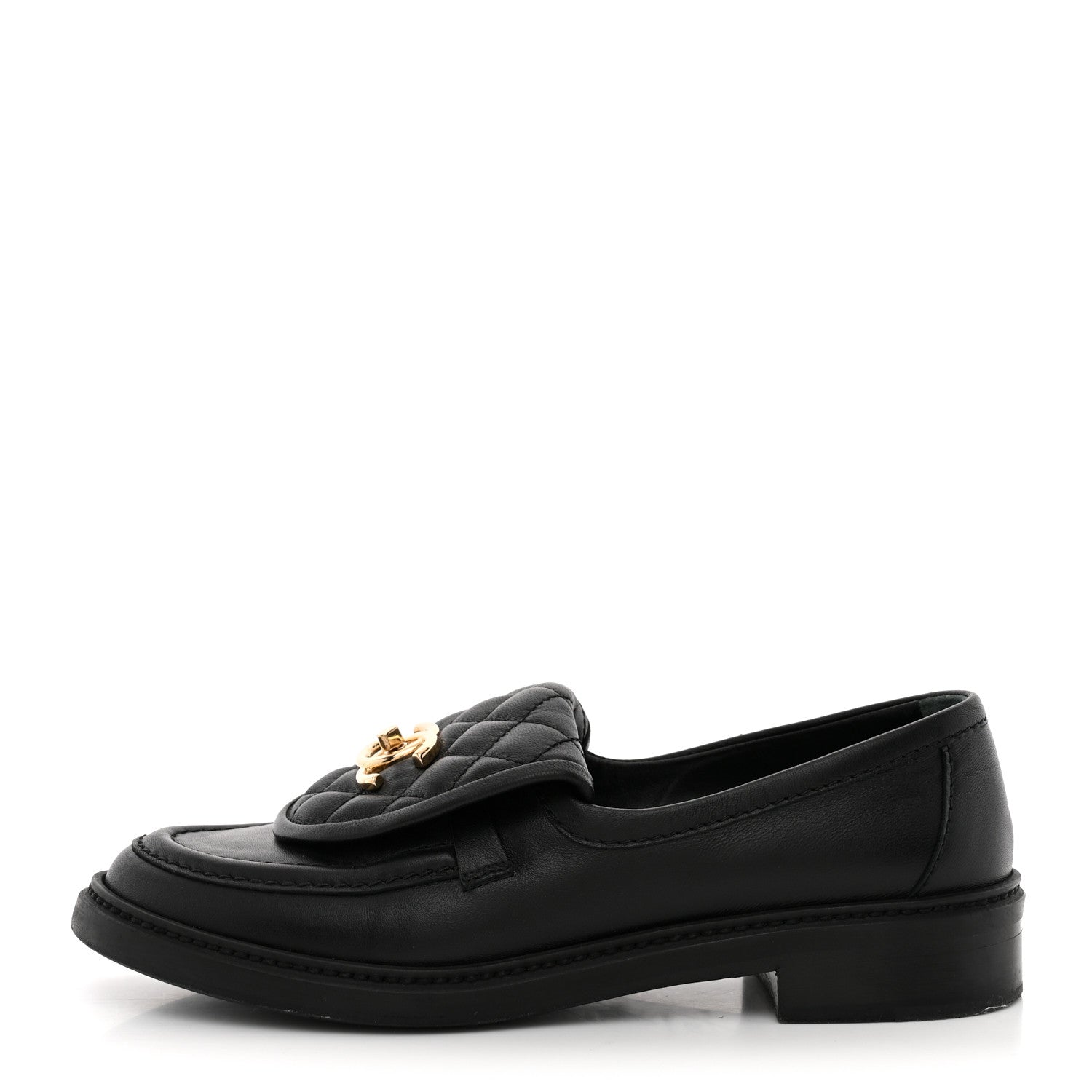Chanel Lambskin Quilted CC Turnlock Loafers 37.5 Black 37.5 Black 1 of 12