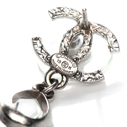 Chanel Crystal CC Tear Drop Earrings Silver 4 of 4