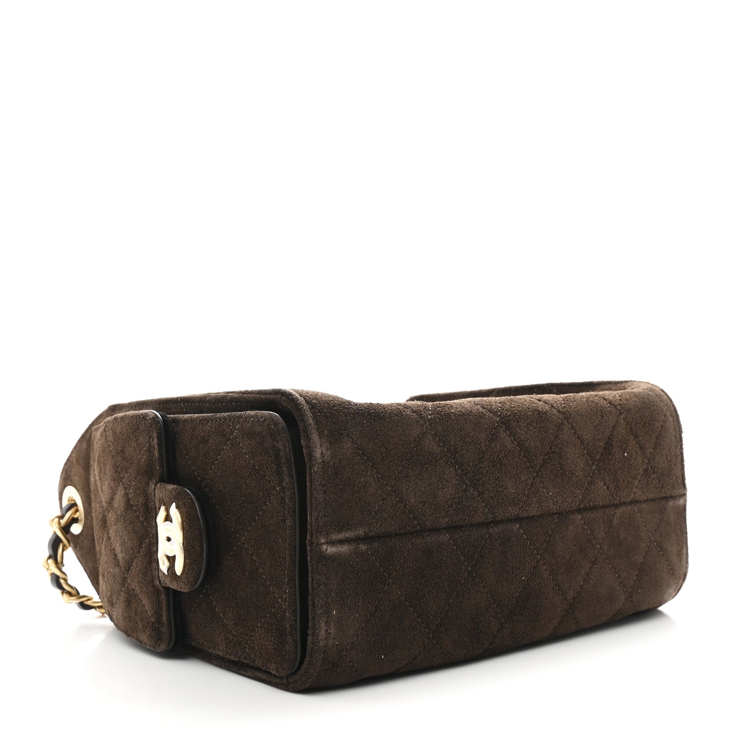 Suede Quilted Mini Chanel 25 Handbag Dark Brown