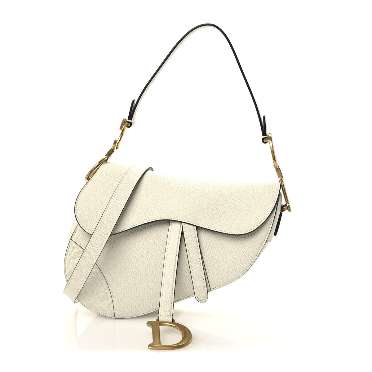 Christian Dior Grained Calfskin Saddle Bag With Strap Latte 1 of 10