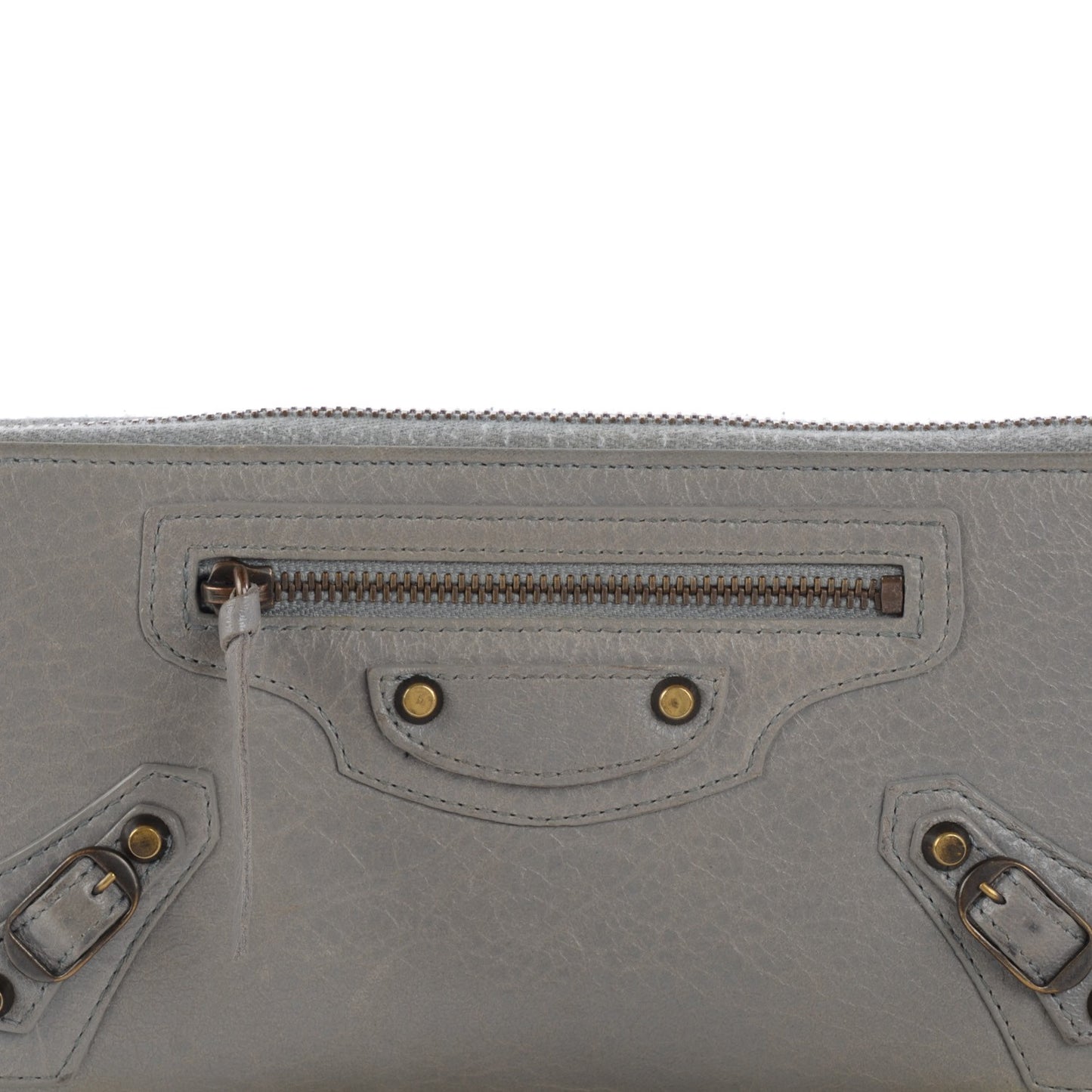Agneau Classic Hardware Continental Zip Around Wallet Gris Pyrite
